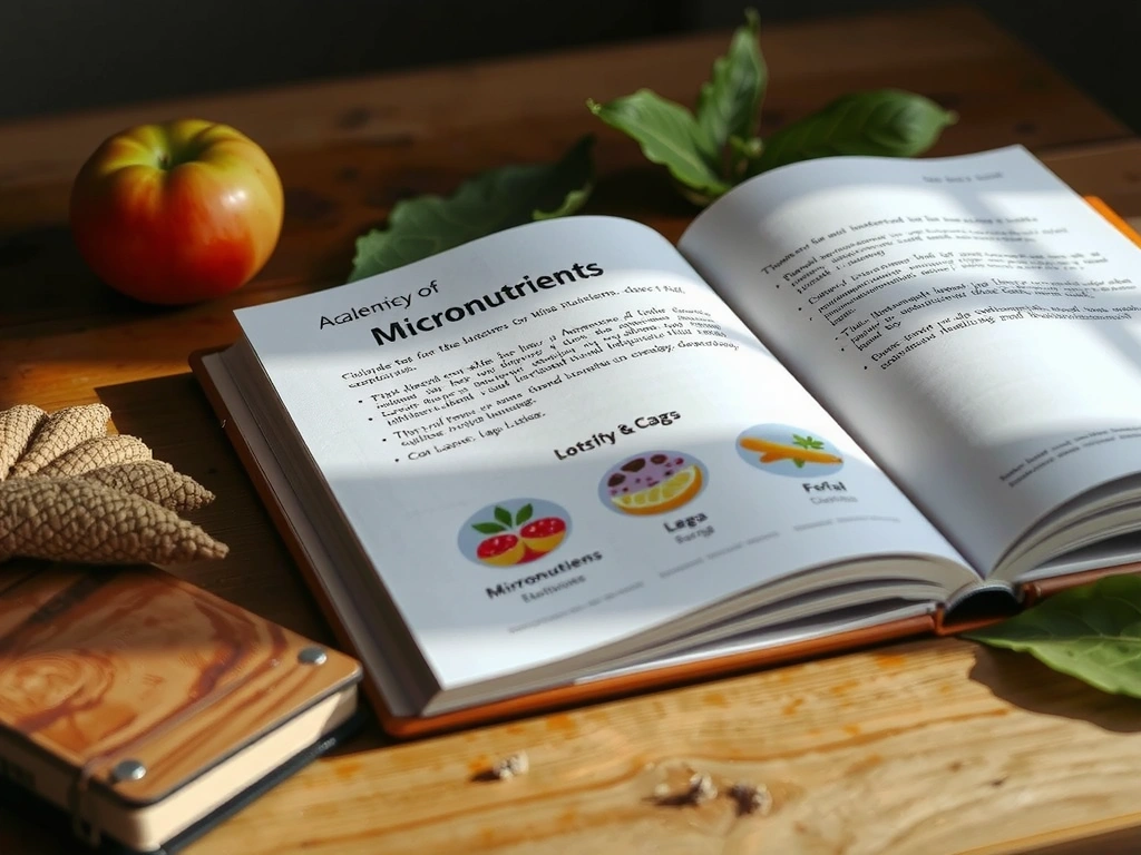 Offenes Fachbuch mit handgeschriebenen Notizen zu Mikronährstoffen